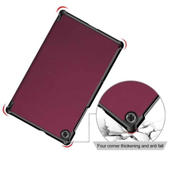 Lenovo Tab M10 FHD Plus simple tri-fold leather case - Wine Red Red