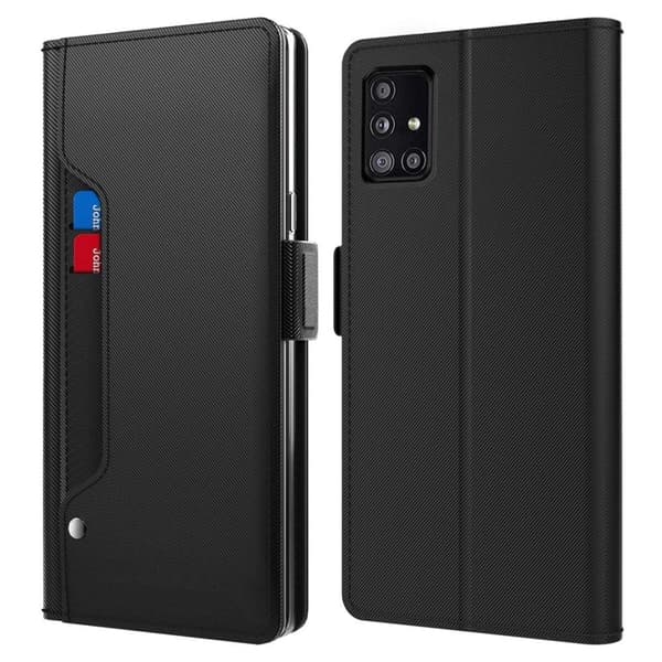 Phone Etui med Make-up Mirror og Slick Design til Samsung Galaxy A51 5G - Sort Black