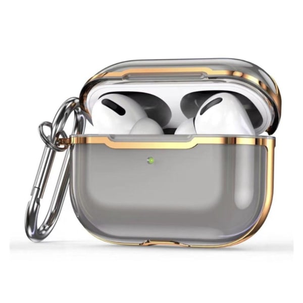 AirPods Pro 2 gennemsigtigt etui med karabinhage - Gennemsigtig Sort / Guld Black