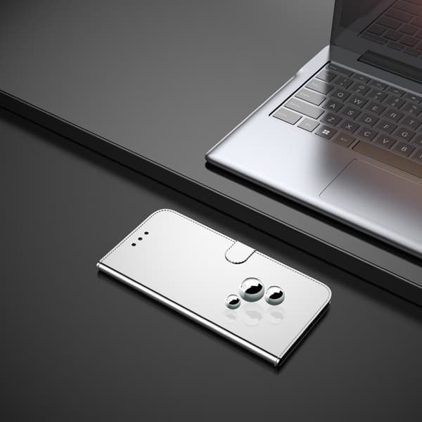 Mirror Xiaomi Redmi 9 Flippetui - Sølv Silver grey