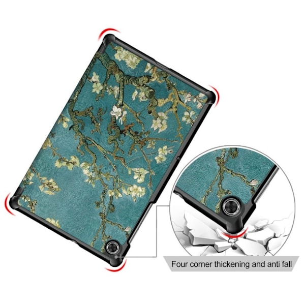 Lenovo Tab M10 FHD Plus tri-fold mønster læderetui - Træ Med Blomster Green