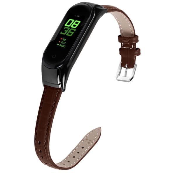 Xiaomi Mi Band 7 Toplags urrem i okselæder med sort cover - Brun Brown