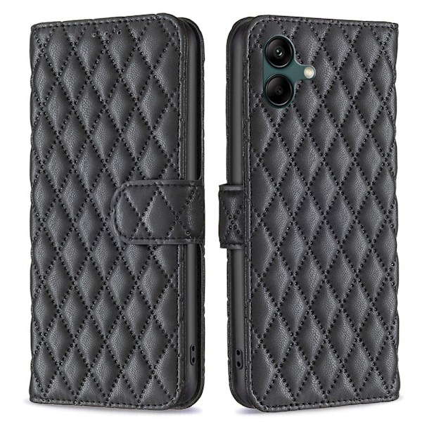 Rhombus mat Samsung Galaxy A04 flip etui - Sort Black