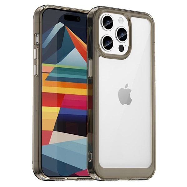 iPhone 15 Pro älykäs akryylikansi - Läpinäkyvä Harmaa Silver grey