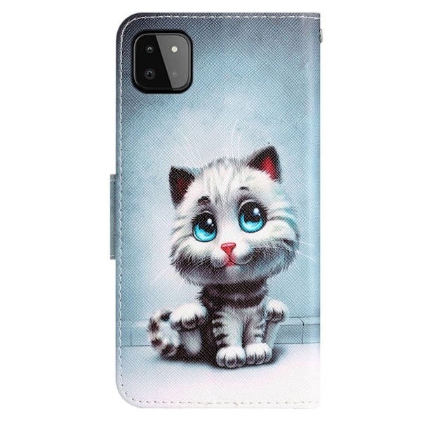 Wonderland Samsung Galaxy A22 5G Flip Etui - Blå Øjne Kat Blue