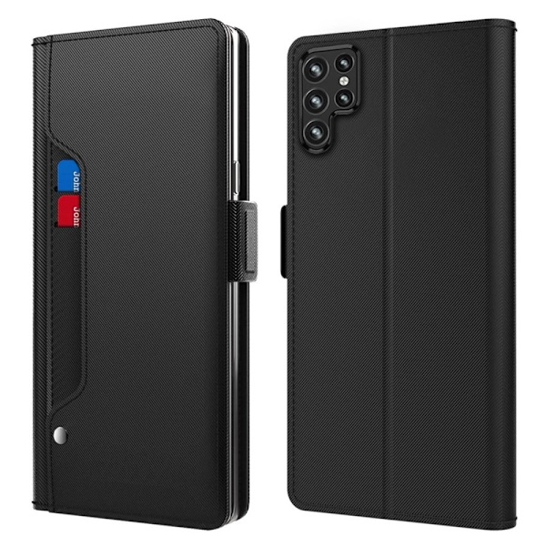 Phone Suojakotelo With Make-up Mirror And Slick Design For Samsung Galaxy S23 Ultra - Musta Black