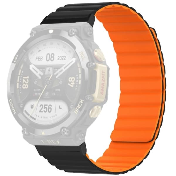 Amazfit T-Rex 2 kaksivärinen silikonikellon hihna - Musta / Oranssi Orange