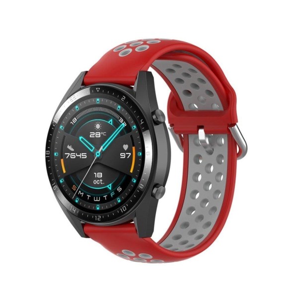 Kaksivärinen silikoninen ranneke Samsung Watch / Huawei Watch - Punainen / Harmaa Red