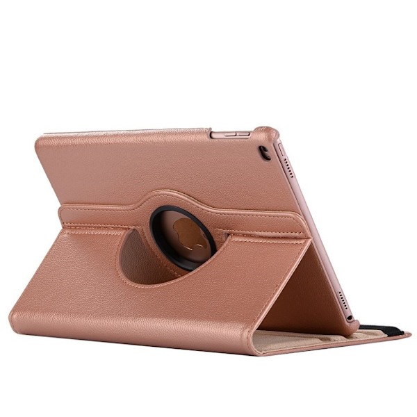 iPad (2017) flot og holdbart læder etui - Rødguld Pink