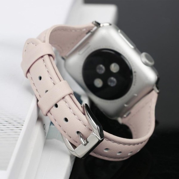 Apple Watch (41mm) B6 äkta Läder Klockarmband - Rosa / Storlek: Rosa