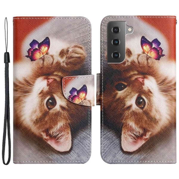 Wonderland Samsung Galaxy S23 Flip Etui - Sommerfugl / Kat Brown