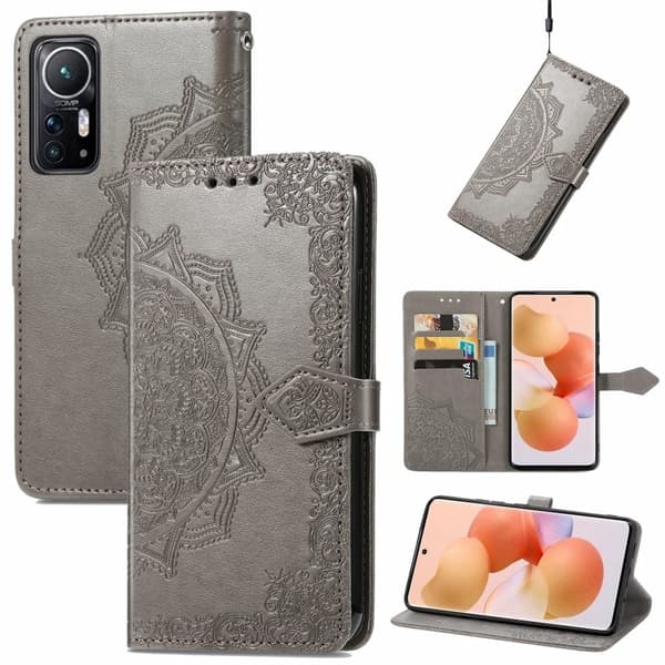 Mandala läder Xiaomi 12 / Xiaomi 12X fodral - Silver/Grå Silvergrå