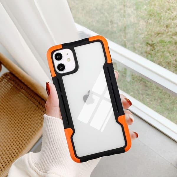 Shockproof Protection Suojakuori For iPhone 12 Mini - Musta / Oranssi Orange