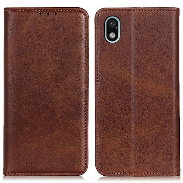 Sony Xperia Ace III lompakkokotelo, aitoa nahkaa - Kahvi Brown
