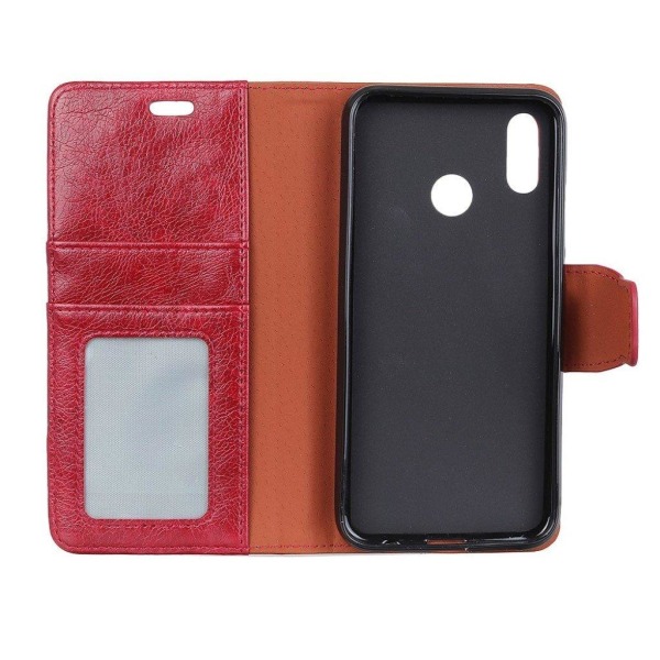Huawei Honor 10 Lite plånboks mobilfodral av koskinn med magnet Röd