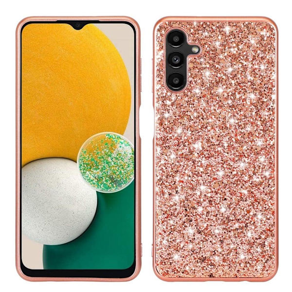 Glitter Samsung Galaxy A14 Etui - Rødguld Pink