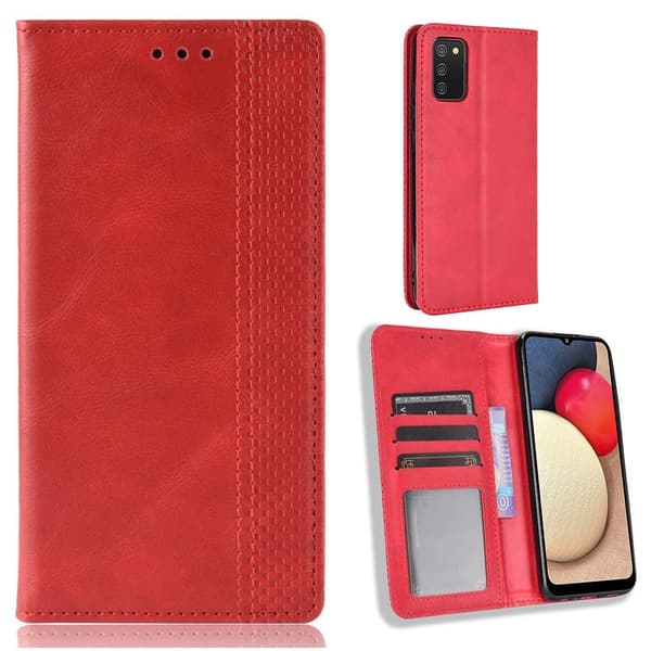 Bofink Vintage Samsung Galaxy A03s Nahkakotelo - Punainen Red