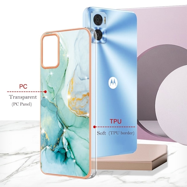 Marble Motorola Moto E22 / E22i Etui - Grøn Marmor Green