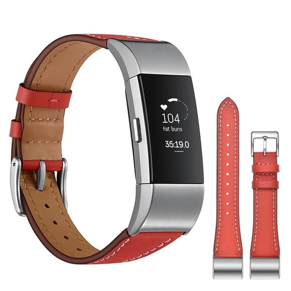 Fitbit Charge 2 cool ægte læder Urrem - Rød Red