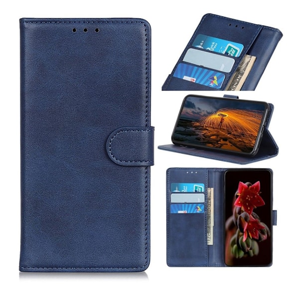 Samsung Galaxy A50 mat læder etui - Blå Blue