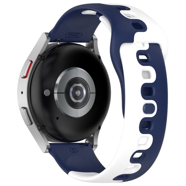 20mm Universal kaksivärinen silikonihihna - Sininen / Valkoinen Blue