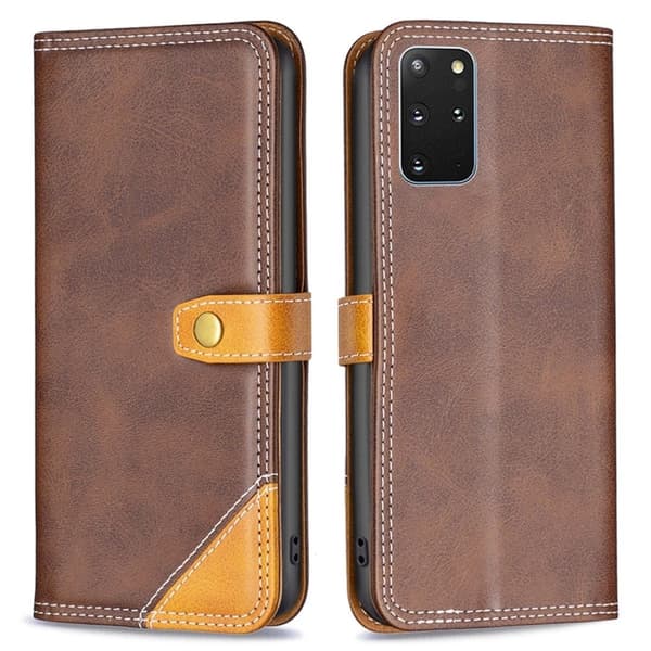 BINFEN tvåfärgat läder Samsung Galaxy S20 Plus fodral - Brun Brun