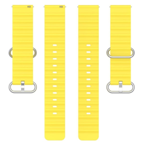 22mm Universal wave design silicone watch strap - Yellow Gul