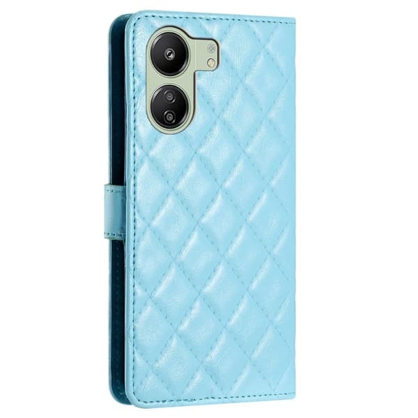 Funktionelt Xiaomi Redmi 13C / Xiaomi Poco C65 rombe etui med pung - Blå Blue