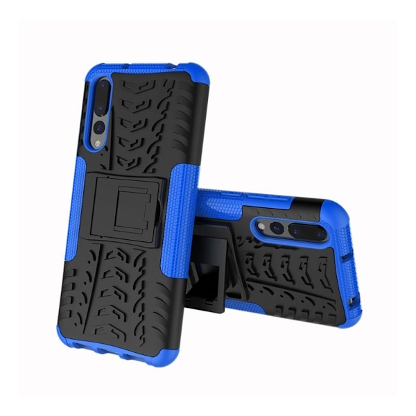 Huawei P20 Pro TPU och plast halkfri och skyddande mobilskal med utfällbart ben - Blå Blå