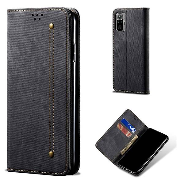Jeans Xiaomi Redmi Note 10S / Note 10 Flippetui - Svart Black