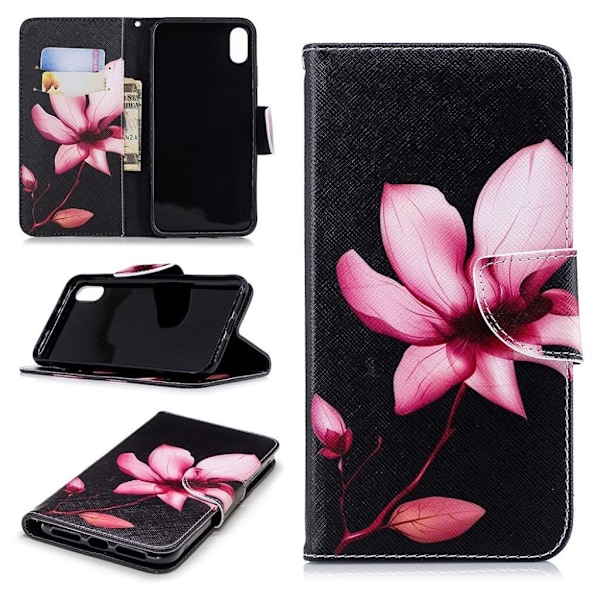 iPhone Xs Max Synteetti Nahka Lompakko Kotelo Missä Kuviot - Eloisa Kukka Pink