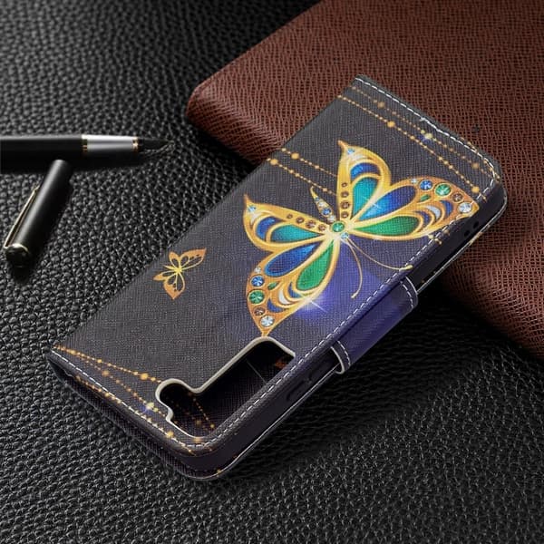 Wonderland Samsung Galaxy S22 flip etui - Smykke Sommerfugl Multicolor