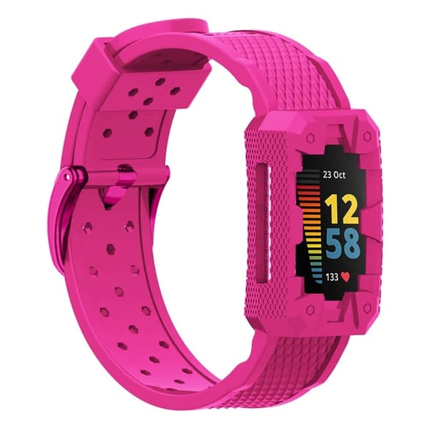 Fitbit Charge 5 cool silikone-urrem med cover - Rose Pink