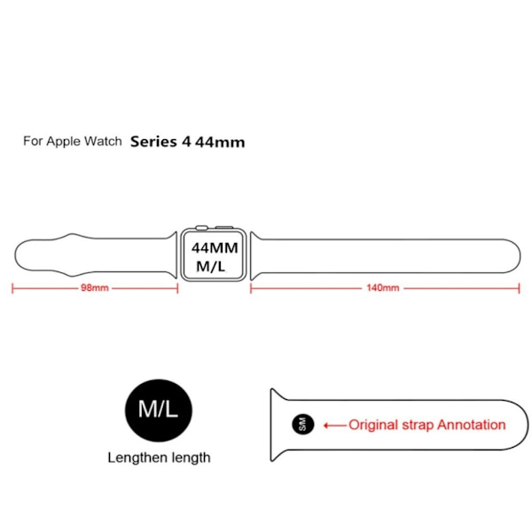 Apple Watch Series 4 44mm silikone Urrem - Sort Black