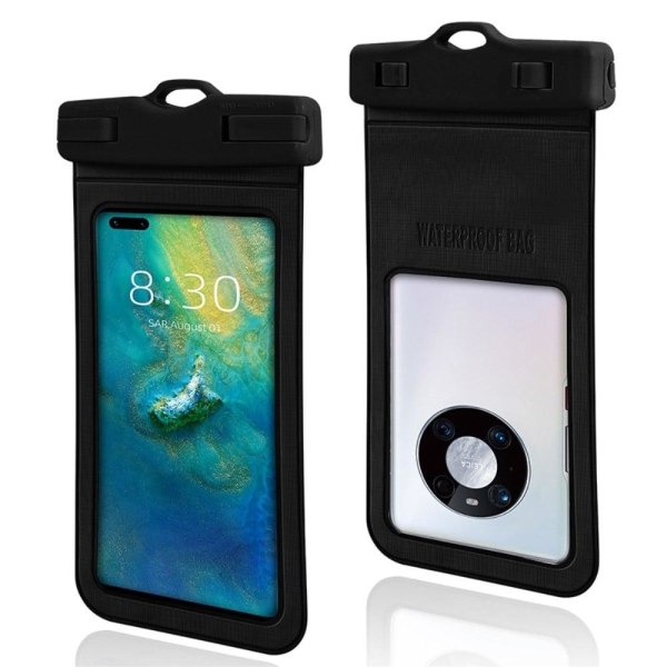 Universal IPX8 waterproof phone bag with lanyard - Black Svart