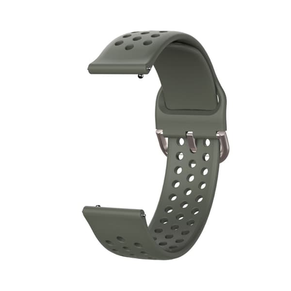 22 mm universal klockarmband i silikon med runda hål - Mörkgrå / Silverspänne Silvergrå