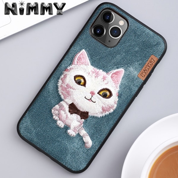 Nimmy Big Eyes iPhone 11 Pro Max Deksel Brodert - Blå Blue