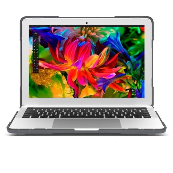 Macbook Pro 13 Touchbar beskyttelses deksel i 2 deler av plastikk og silikon - grå Silver grey