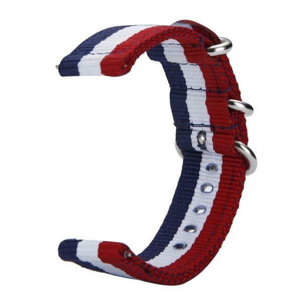 Nylon ranneke TicWatch C2 kellolle - Sininen / Valkoinen / Punainen Multicolor