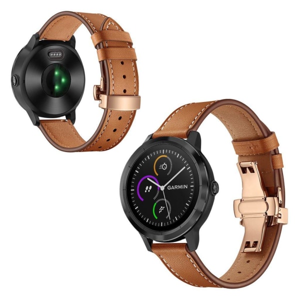 Garmin Vivoactive 3 / Vivomove HR nahkainen ranneke - Ruusukulta / Ruskea Brown