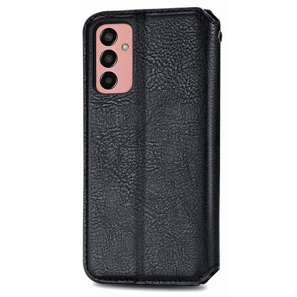Læder Etui med A Stilfuldt Rhombus Tryk til Samsung Galaxy M13 4g - Sort Black