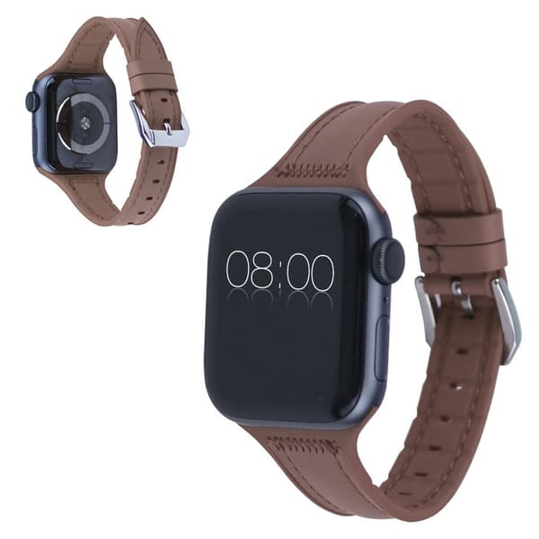 Apple Watch Series 5 44mm silikone læderarmbånd - Brun Brown