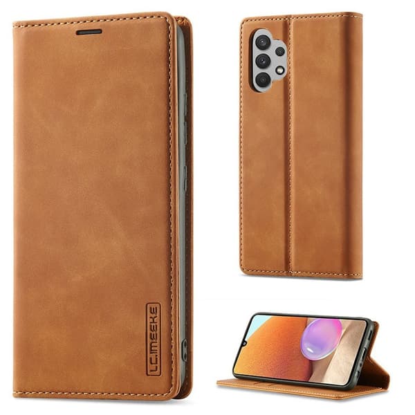 LC.Imeeke Samsung Galaxy A32 5G Lær Etui - Brun Brown