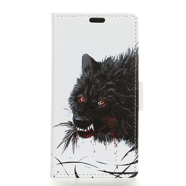 Asus ZenFone Max Pro (M2) läderfodral med mönster - blodig varg Svart