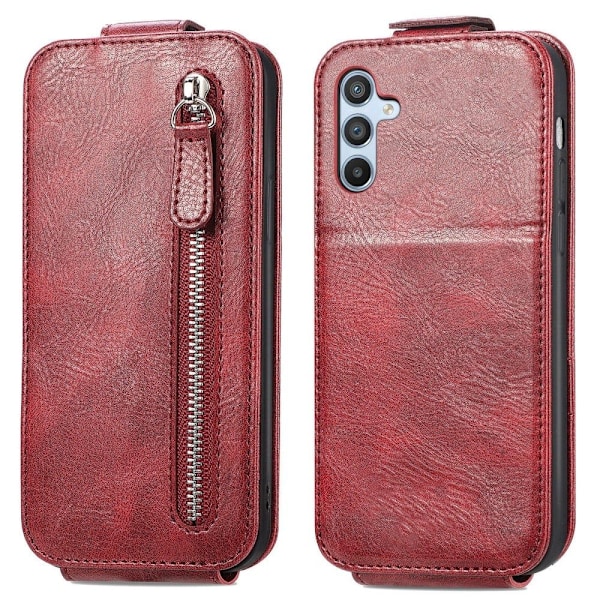 Vertical Flip Phone Suojakotelo With Zipper For Samsung Galaxy A54 - Punainen Red