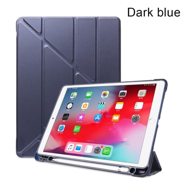 iPad 10.2 (2019) origami læder flip etui - Mørkeblå Blue