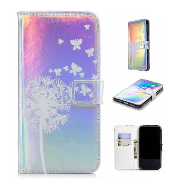 iPhone Xs Max laserskåret præget læder flip cover - Mælkebøtte Multicolor