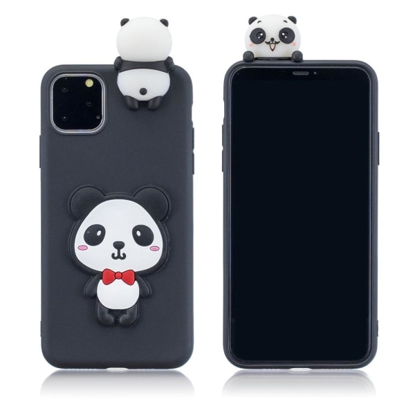 Cute 3D iPhone 11 Pro Max kuoret - Musta Panda ja Rusetti Black