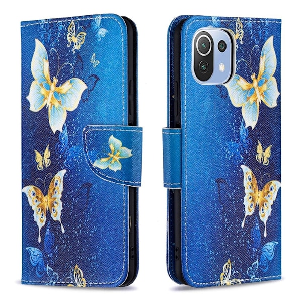 Wonderland Xiaomi 11 Lite 5g Ne / Mi 11 Lite 5g / 11 Lite Läppäkotelo - Golden Perhonen Blue
