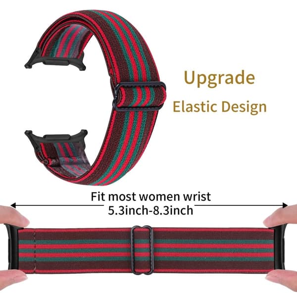 Samsung Galaxy Watch Ultra 47mm urrem med sort stik Justerbar elastisk håndledsrem - Stilart 6 Red